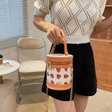 Strawberry Print Chain Shoulder Bag PU Zipper Handbag