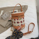Strawberry Print Chain Shoulder Bag PU Zipper Handbag