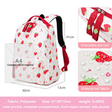 Strawberry Print Middle School Backpack for Girls