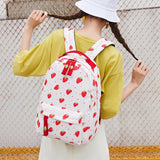 Strawberry Print Middle School Backpack for Girls
