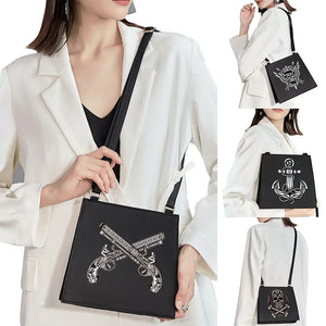 Gothic Skull Pattern Shoulder Bag for Women