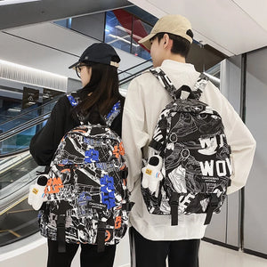 Graffiti Street Backpack Unisex Schoolbag Large Capacity Outdoor Travel