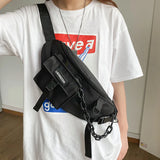 Nylon Fanny Pack Waist Belt Bag Hip hop Crossbody Chain Waist Pack