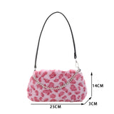 Street Plush Top-handle Money Purse Clutches Portable Women Animal Underarm Bag