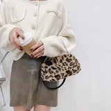 Street Plush Top-handle Money Purse Clutches Portable Women Animal Underarm Bag