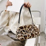 Street Plush Top-handle Money Purse Clutches Portable Women Animal Underarm Bag