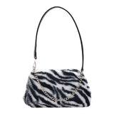Street Plush Top-handle Money Purse Clutches Portable Women Animal Underarm Bag