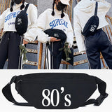 Street Waist Bag 90 Number Print Shoulder Bag Functional Crossbody Bag