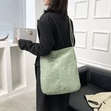 Corduroy Shoulder Bag Women Handbag Casual Tote Solid Cloth Female Crossbody Bag