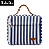 Stripe Cosmetic Bag Waterproof Women Travel Organizer Makeup Bag