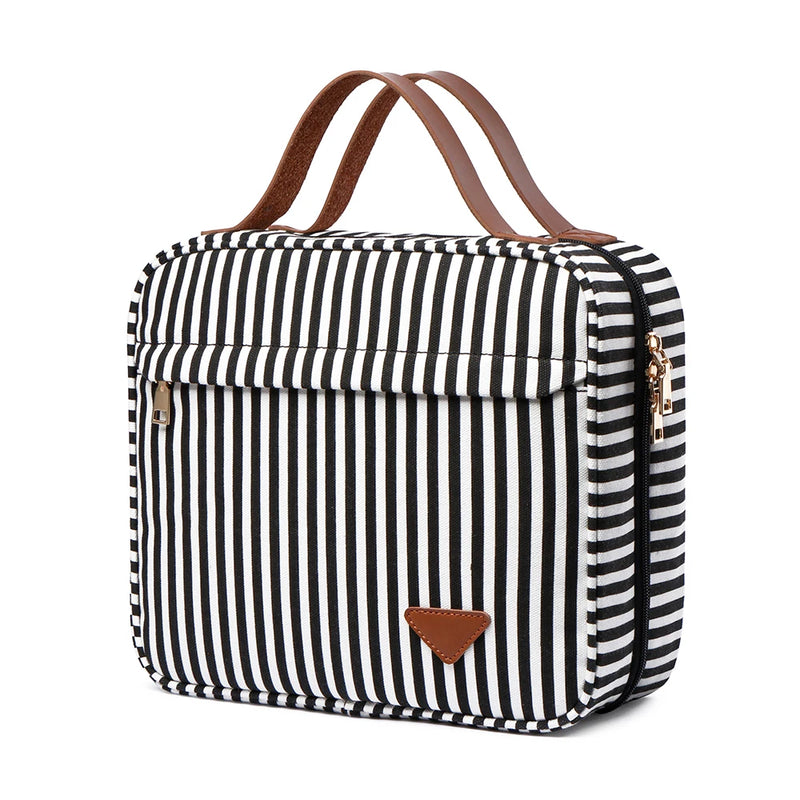Stripe Cosmetic Bag Waterproof Women Travel Organizer Makeup Bag