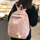 Stripe Corduroy Backpack for Teens Boys Girls