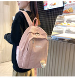 Striped Corduroy Backpack for Teenage Girls Boys