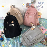 Stripe Corduroy Backpack For Teenage Girls Boys Harajuku Female Bag
