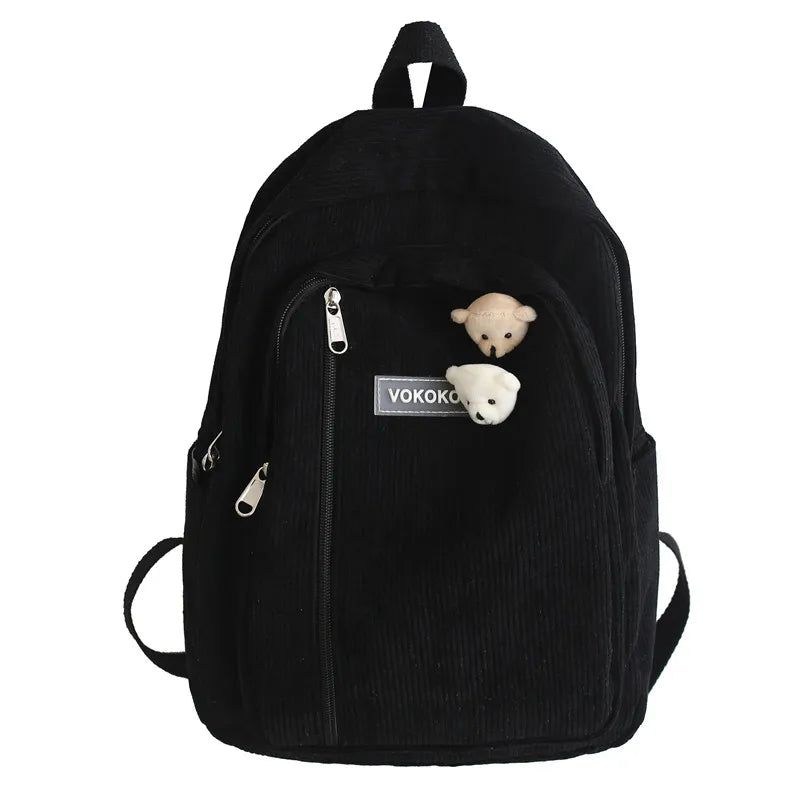 Stripe Corduroy Backpack for Teens Boys Girls