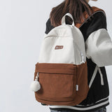 Corduroy Woman Backpack Schoolbag For Teenage Girls