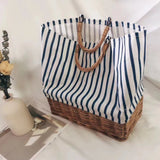 Woven Straw Bag Rattan Handbag Canvas Women Handbag