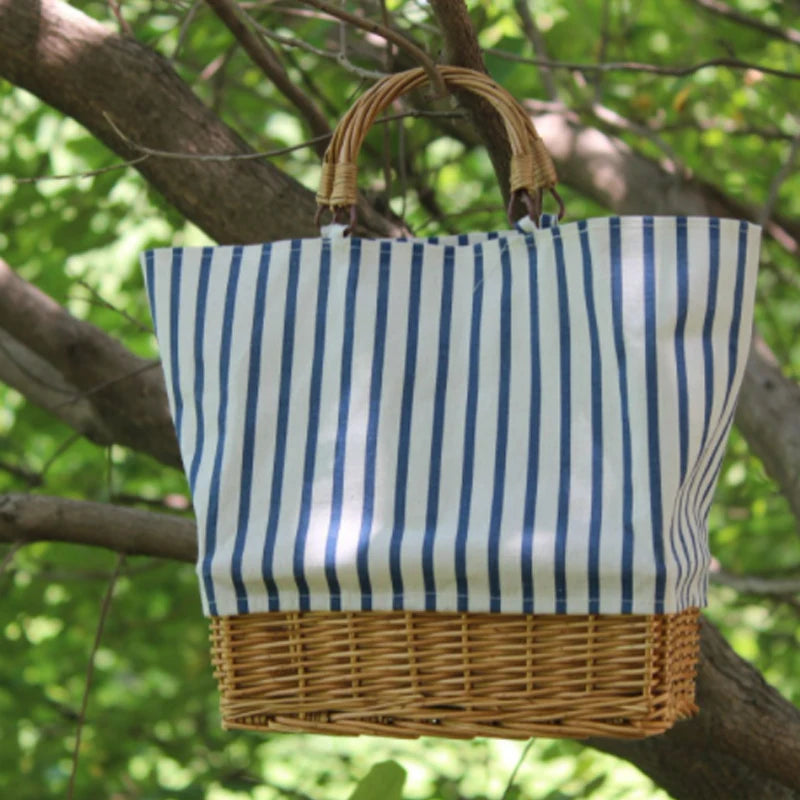 Woven Straw Bag Rattan Handbag Canvas Women Handbag