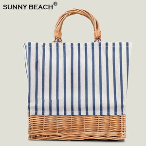 Woven Straw Bag Rattan Handbag Canvas Women Handbag