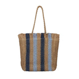 Striped Beach Straw Bag Large Capacity Shoulder Bag for Women