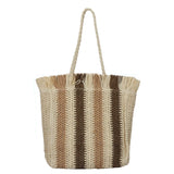 Striped Beach Straw Bag Large Capacity Shoulder Bag for Women