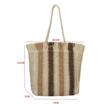 Striped Beach Straw Bag Large Capacity Shoulder Bag for Women