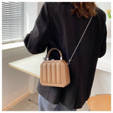 Striped Box Shape Crossbody Bag Party Clutch Chain Mini Totes PU Leather