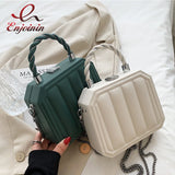 Striped Box Shape Crossbody Bag Party Clutch Chain Mini Totes PU Leather