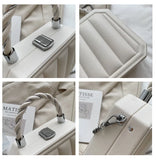Striped Box Shape Crossbody Bag Party Clutch Chain Mini Totes PU Leather