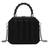 Striped Box Shape Crossbody Bag Party Clutch Chain Mini Totes PU Leather