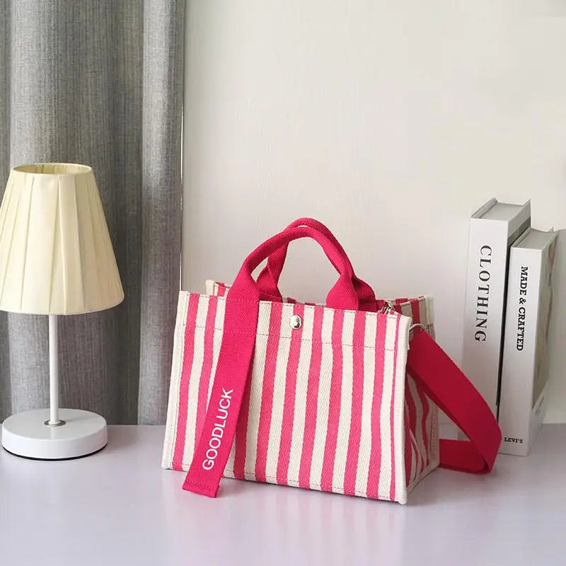 Striped Canvas Bag Messenger Small Bag Women Casual Shoulder Messenger Bags