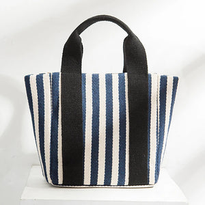 Striped Canvas Tote Bag Small Women Bag Portable Women's Handbag Shoulder Bag