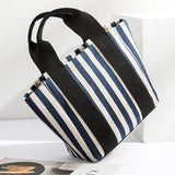 Striped Canvas Tote Bag Small Women Bag Portable Women's Handbag Shoulder Bag