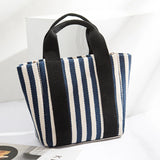 Striped Canvas Tote Bag Small Women Bag Portable Women's Handbag Shoulder Bag