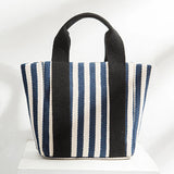 Striped Canvas Tote Bag Small Women Bag Portable Women's Handbag Shoulder Bag