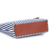 Striped Casual Tote Canvas Handbag Shoulder Shopping Bags Zipper Large Bag