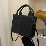Striped Pu Leather Shoulder Bag Ladies Handbags Small Top-handle Bags For Women