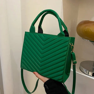 Striped Pu Leather Shoulder Bag Ladies Handbags Small Top-handle Bags For Women