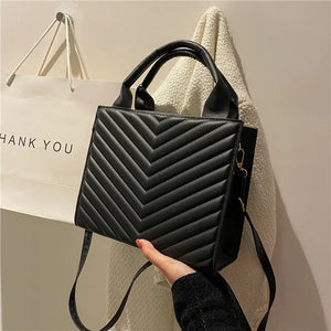 Striped Pu Leather Shoulder Bag Ladies Handbags Small Top-handle Bags For Women