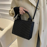 Striped Pu Leather Shoulder Bag Ladies Handbags Small Top-handle Bags For Women
