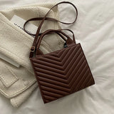 Striped Pu Leather Shoulder Bag Ladies Handbags Small Top-handle Bags For Women
