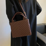 Striped Pu Leather Shoulder Bag Ladies Handbags Small Top-handle Bags For Women
