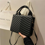 Striped Pu Leather Shoulder Bag Ladies Handbags Small Top-handle Bags For Women