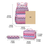 Striped School Backpack with Lunch Tote Pencil Bag for Teen Girls