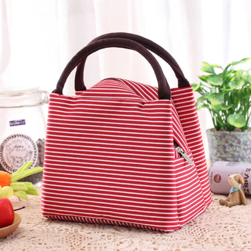Stripes Lunch Bag for Women Isothermal Bag Packaged Food Thermal Bags