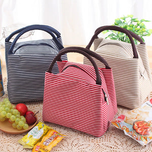 Stripes Lunch Bag for Women Isothermal Bag Packaged Food Thermal Bags