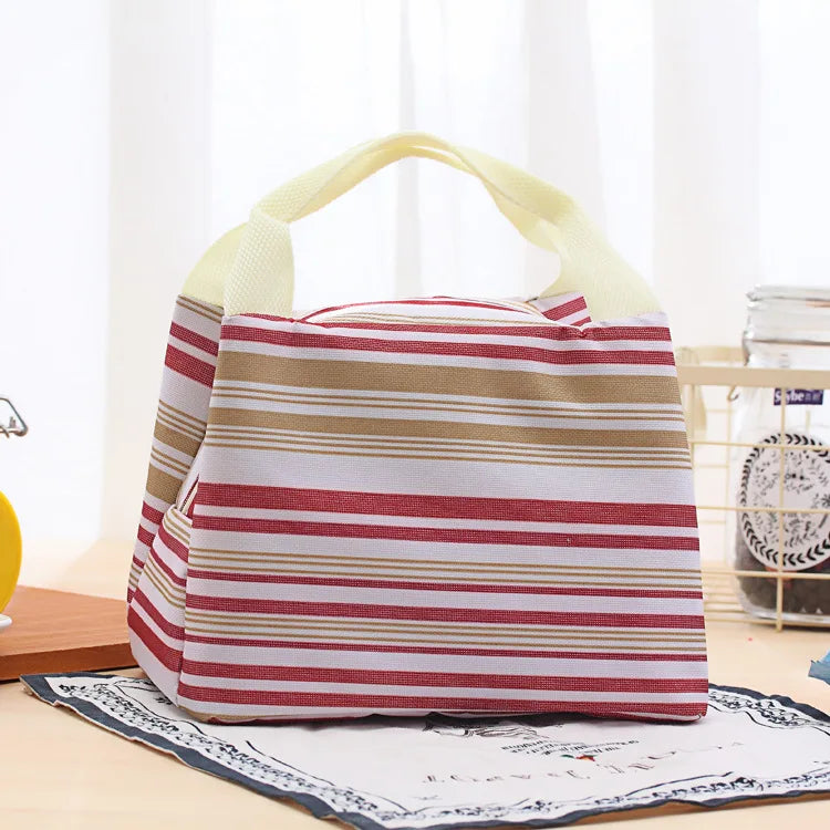 Stripes Lunch Bag Isothermal Packaged Food Thermal Bags Thermo Pouch