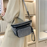 Studded Crossbody Bag Waist Pack PU Leather Chest Bag