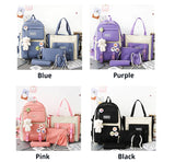 Student 4 PCS Tote Sling Pencil Box Girls Backpack School Bags Set