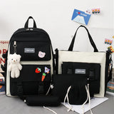 Student 4 PCS Tote Sling Pencil Box Girls Backpack School Bags Set